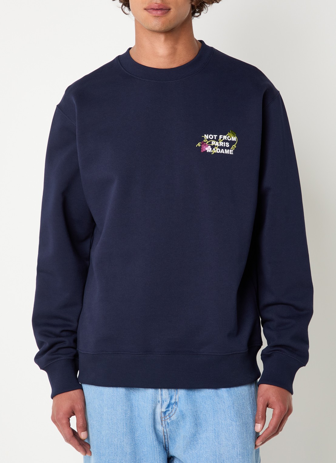 Drôle de Monsieur Vine sweater met borduring en backprint - achterkant 4 donkerblauw
