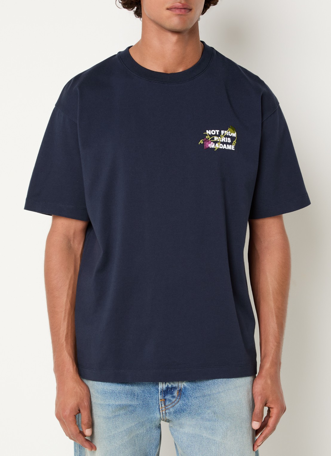 Drôle de Monsieur Vine T-shirt borduring - achterkant 4 donkerblauw