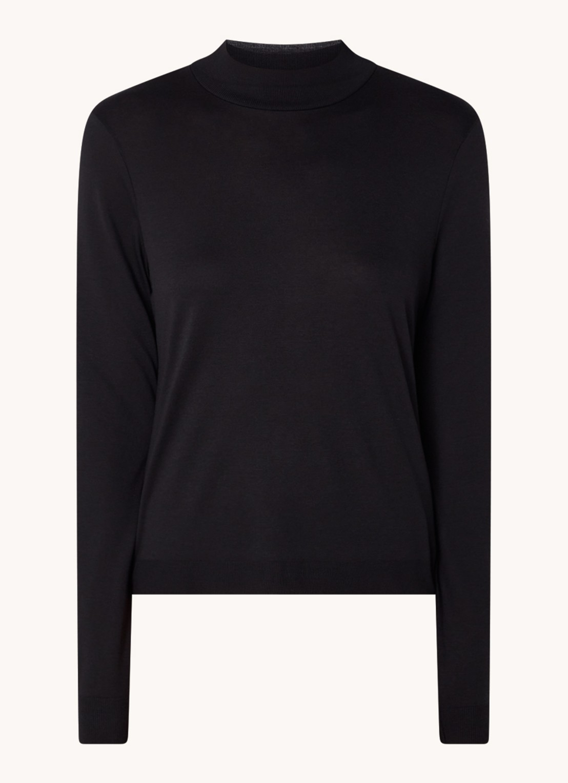 DRYKORN Madat longsleeve in lyocellblend met opstaande kraag  - voorkant zwart