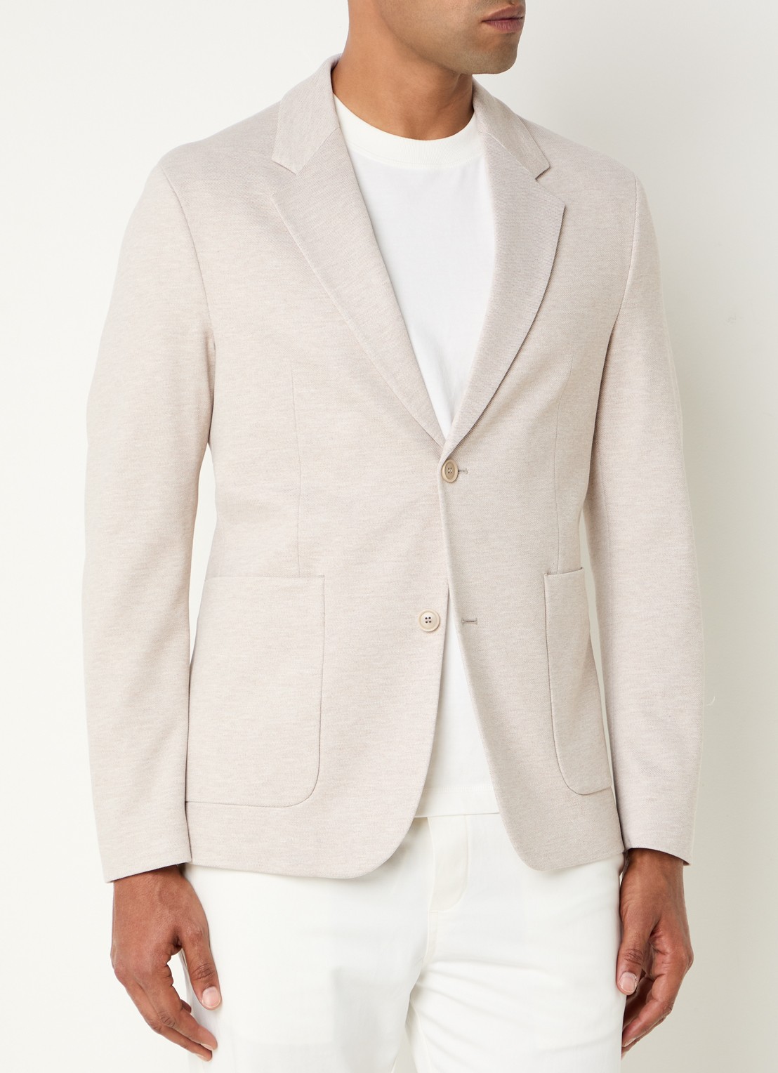 DRYKORN Marls regular fit colbert met gemêleerd dessin en opgestikte zakken - detail 2 beige