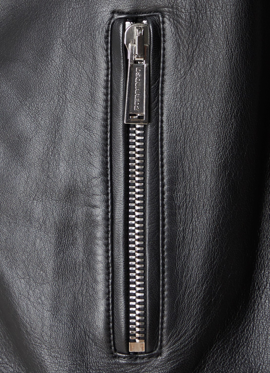 Dsquared2 Bikerjack van schapenleer met ritszakken - detail 6 zwart