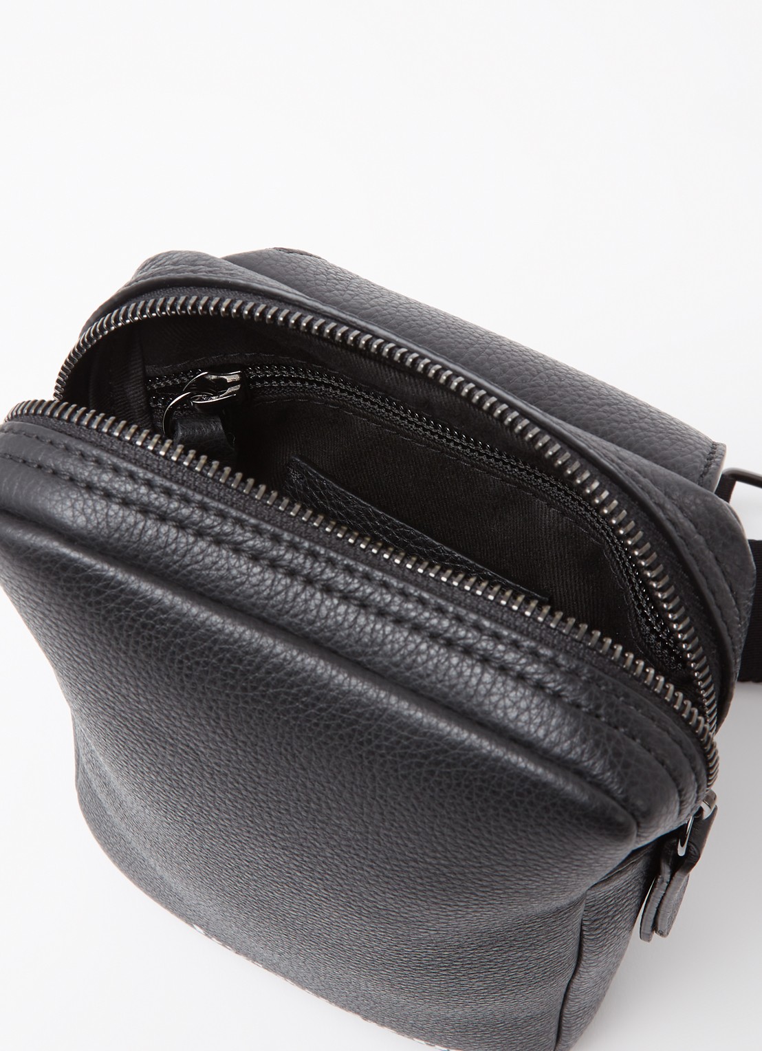 Dsquared2 Bob crossbodytas van leer met logo - detail 2 zwart