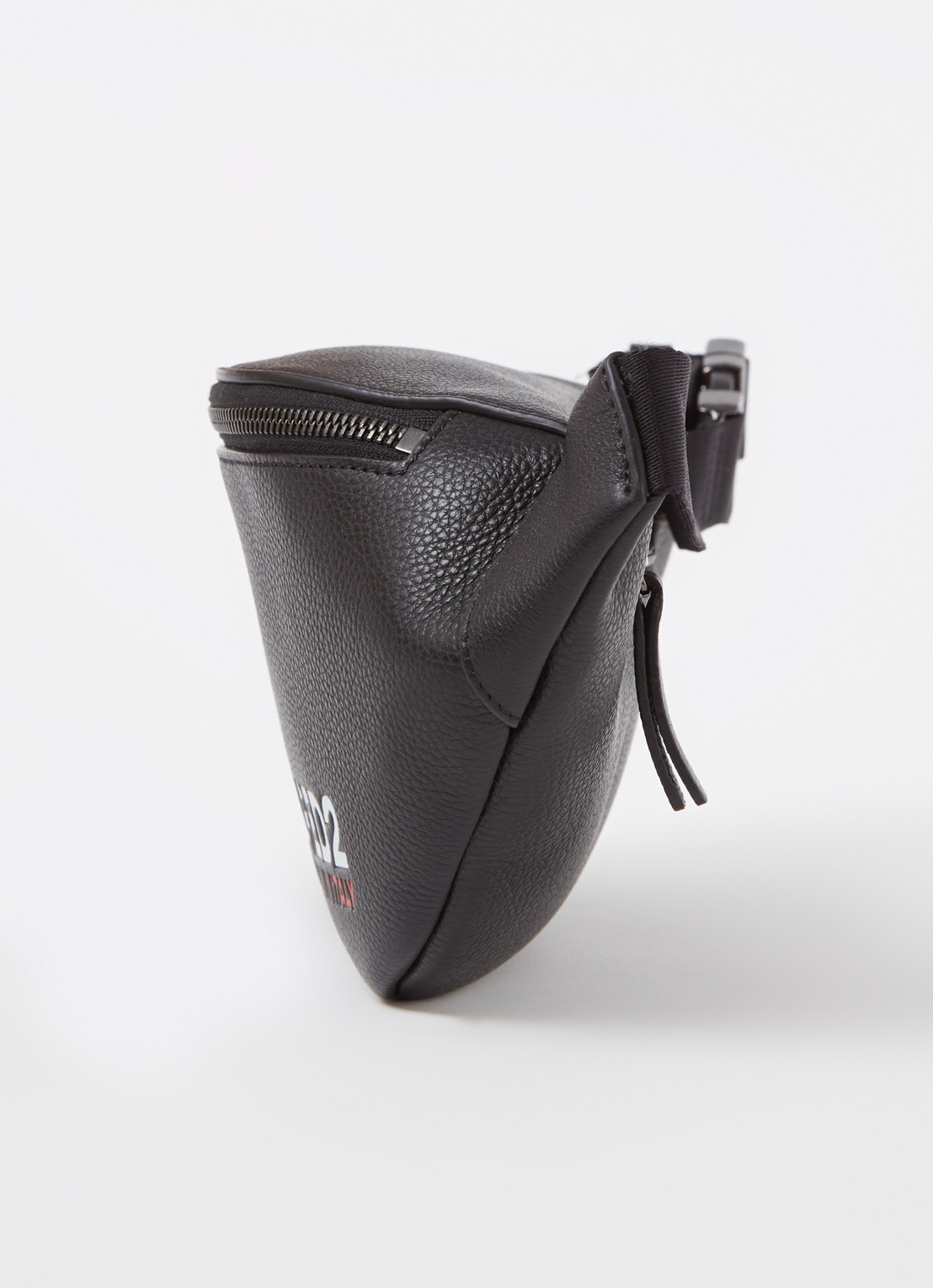 Dsquared2 Bob heuptas van leer met logo - detail 5 zwart