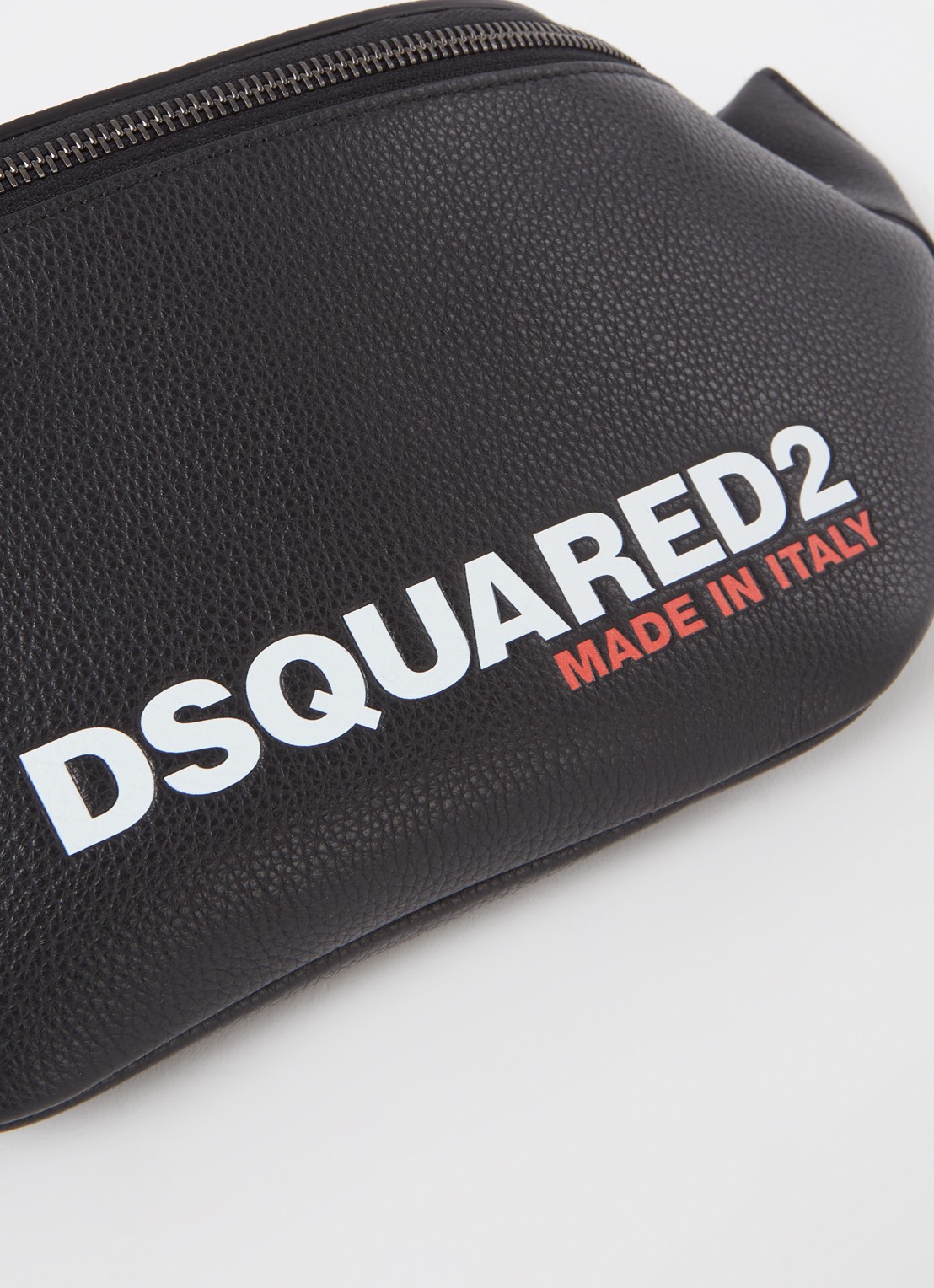 Dsquared2 Bob heuptas van leer met logo - detail 6 zwart