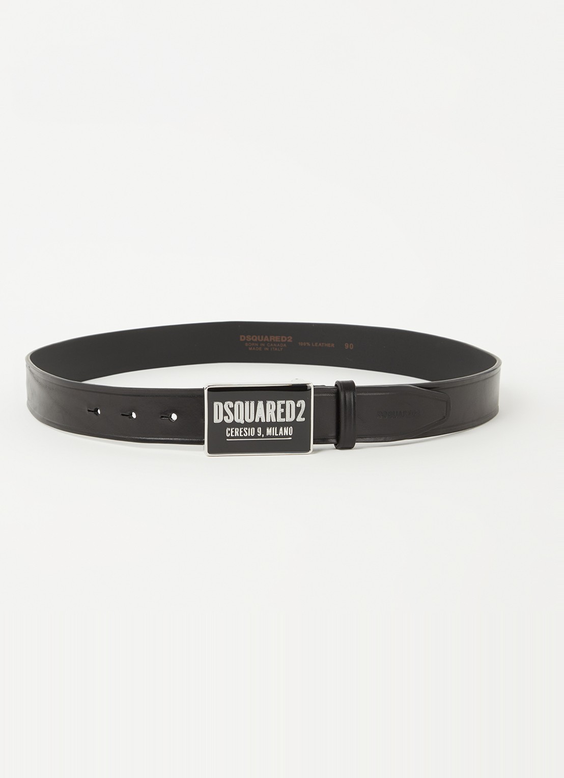 Dsquared2 Ceresio 9 riem met logo  - voorkant zwart