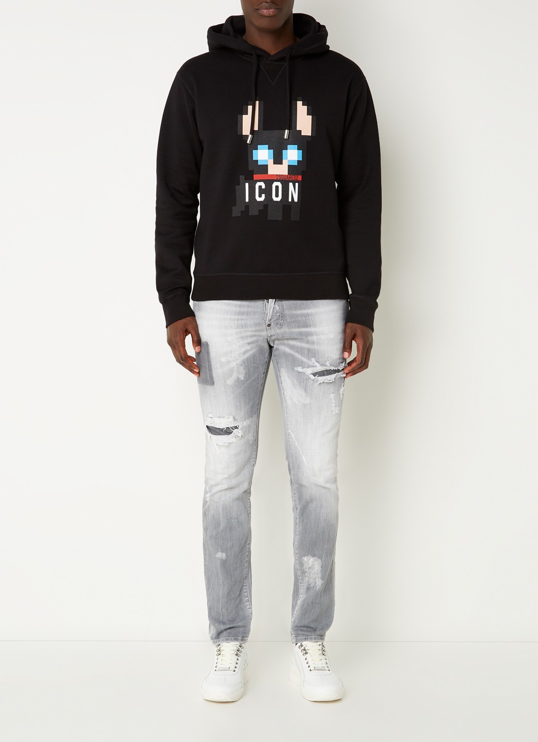 Dsquared2 Ciro Pixel Icon hoodie met logoprint - voorkant 2 zwart