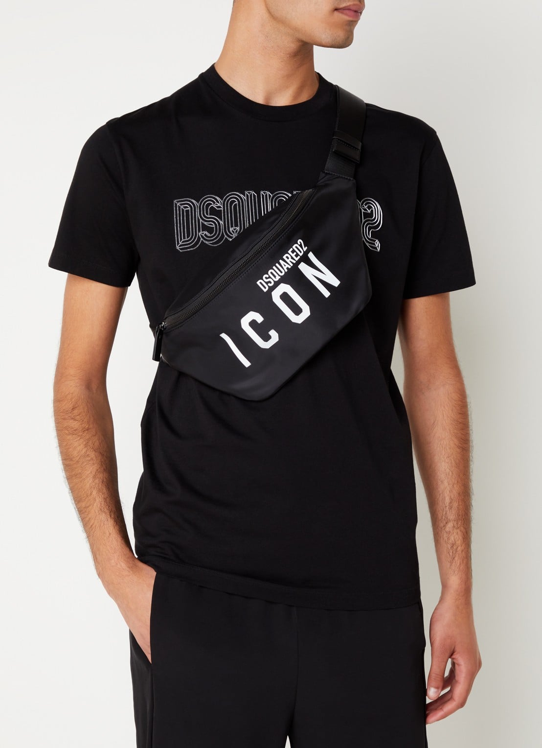 Dsquared2 Icon heuptas met logo  - voorkant 6 zwart