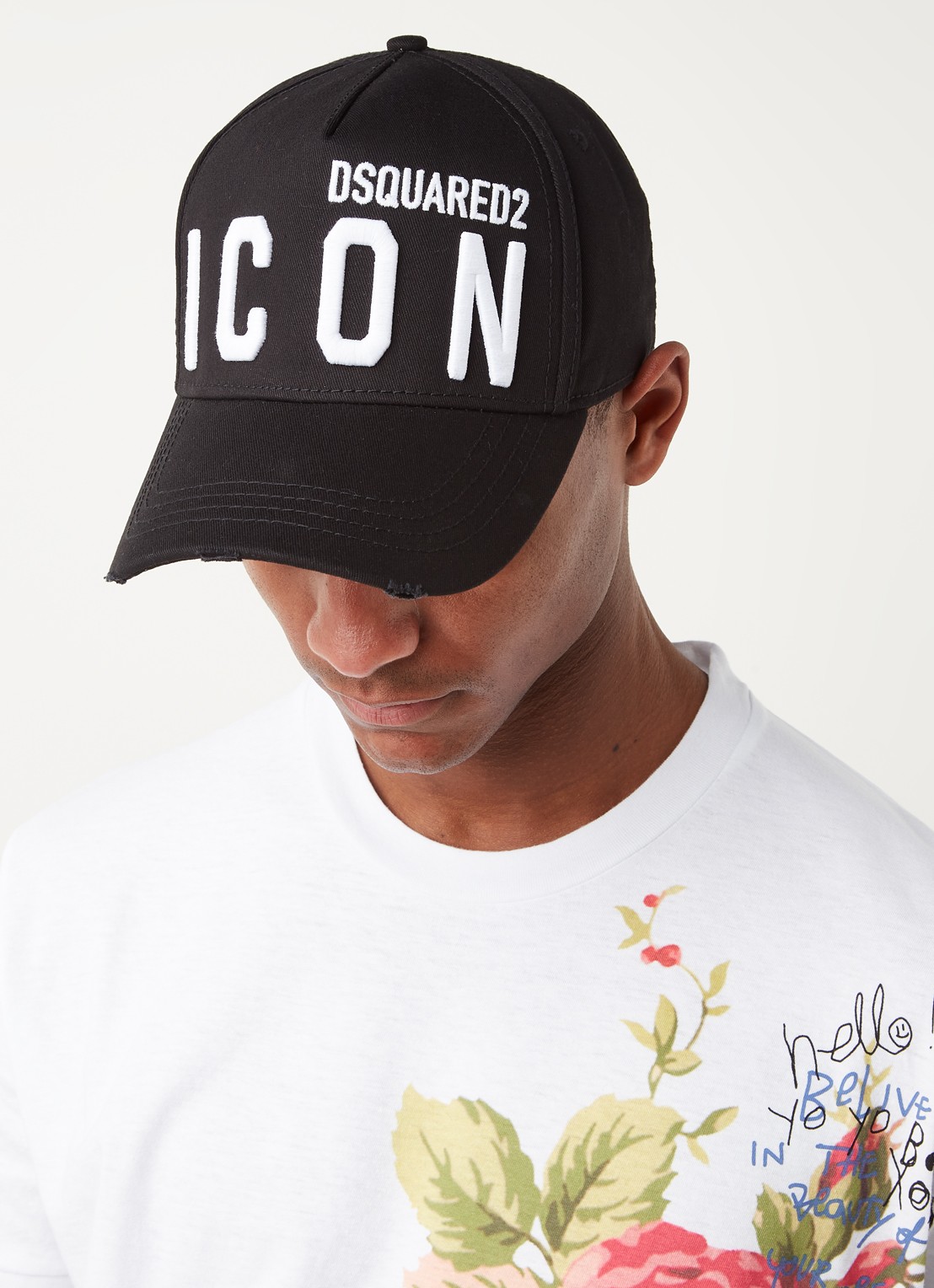 Dsquared2 Icon pet met logoborduring - voorkant 2 zwart