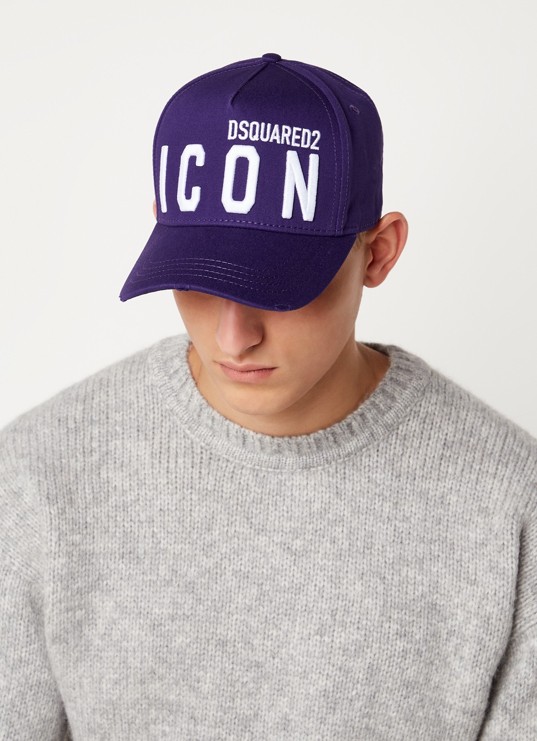Dsquared2 Icon pet met logoborduring - voorkant 2 paars