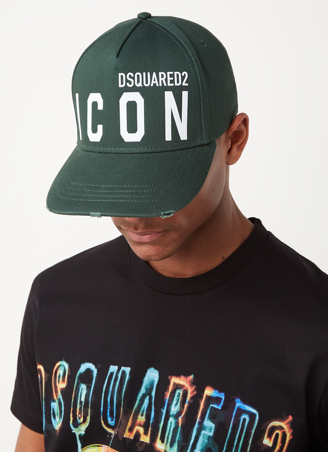 Dsquared2 Icon pet met logoborduring - voorkant 2 groen