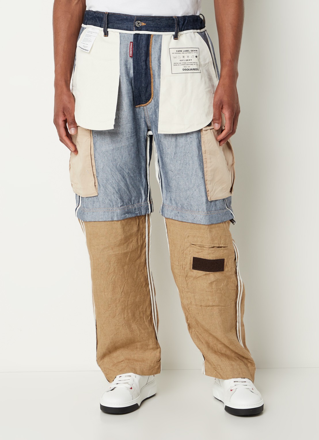 Dsquared2 In/Out Sailor straight fit cargobroek met afritsbare pijpen - detail 2 donkerblauw