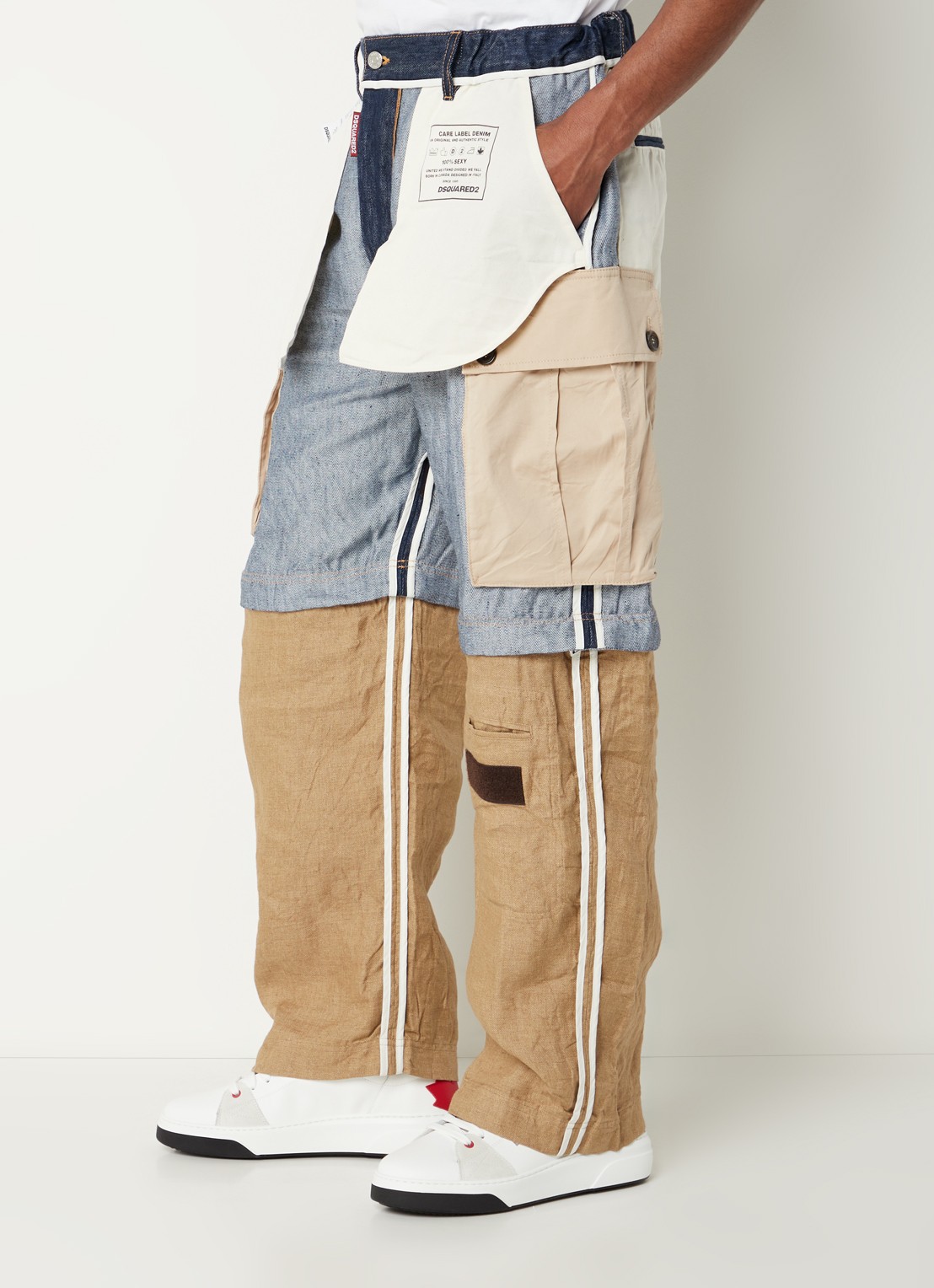 Dsquared2 In/Out Sailor straight fit cargobroek met afritsbare pijpen - detail 3 donkerblauw