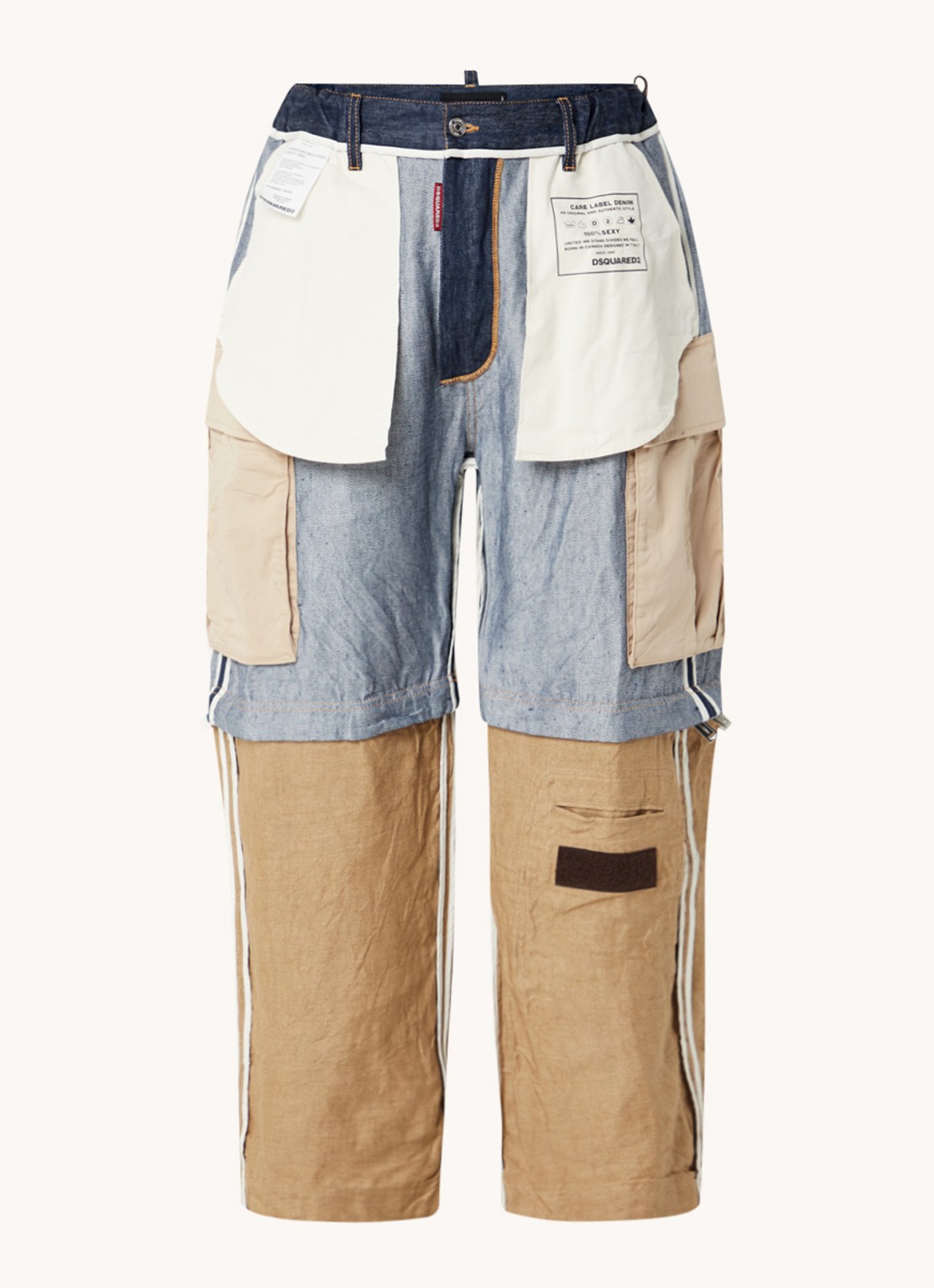Dsquared2 In/Out Sailor straight fit cargobroek met afritsbare pijpen - voorkant 4 donkerblauw