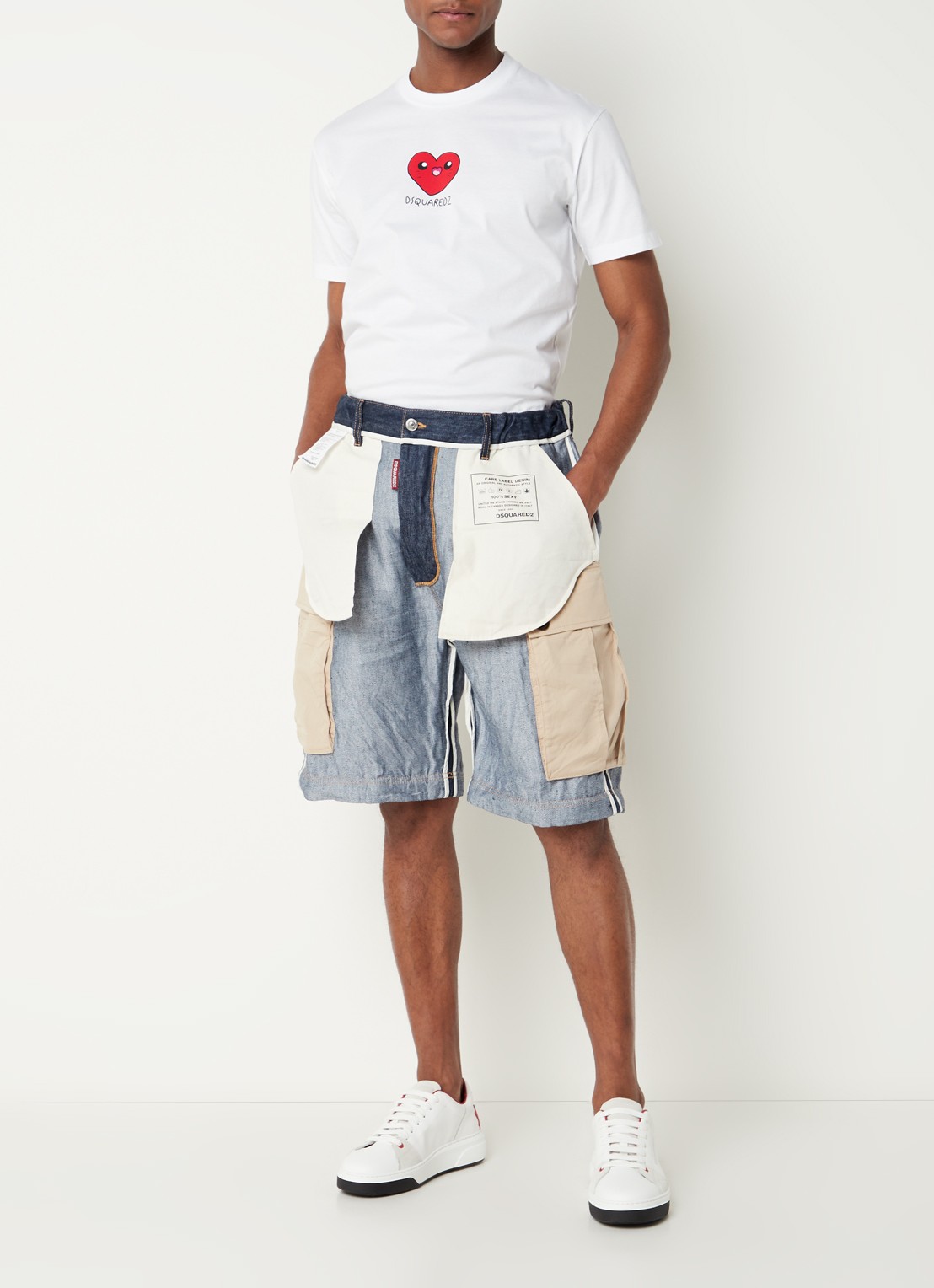Dsquared2 In/Out Sailor straight fit cargobroek met afritsbare pijpen - voorkant 5 donkerblauw