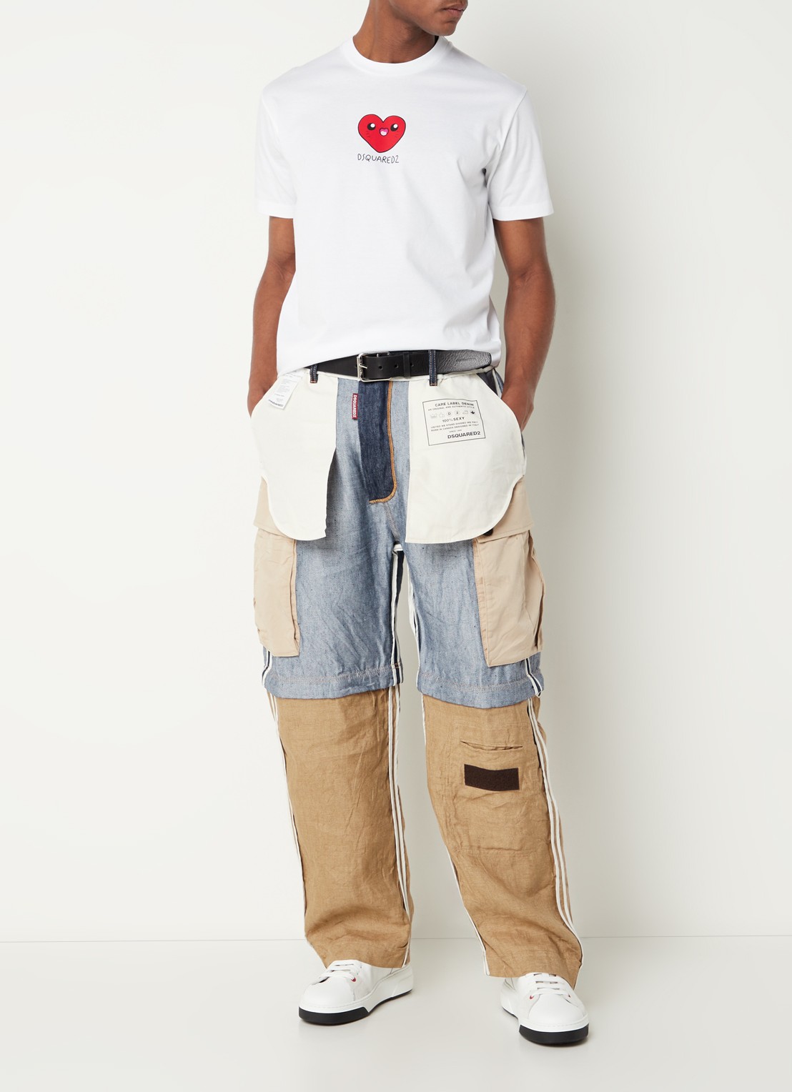 Dsquared2 In/Out Sailor straight fit cargobroek met afritsbare pijpen - voorkant 6 donkerblauw