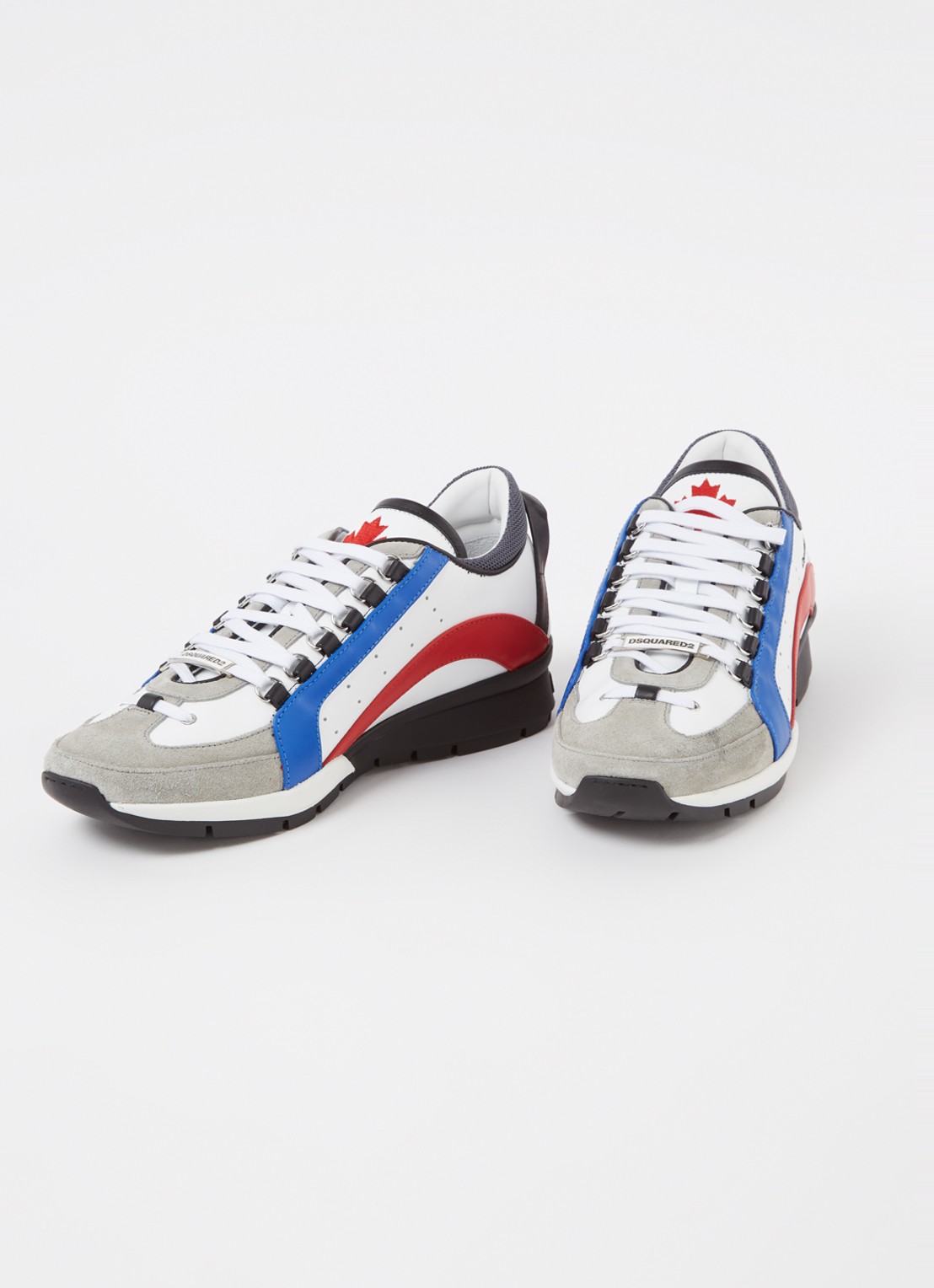Dsquared2 Legendary sneaker van kalfsleer met kalfssuède details - detail wit