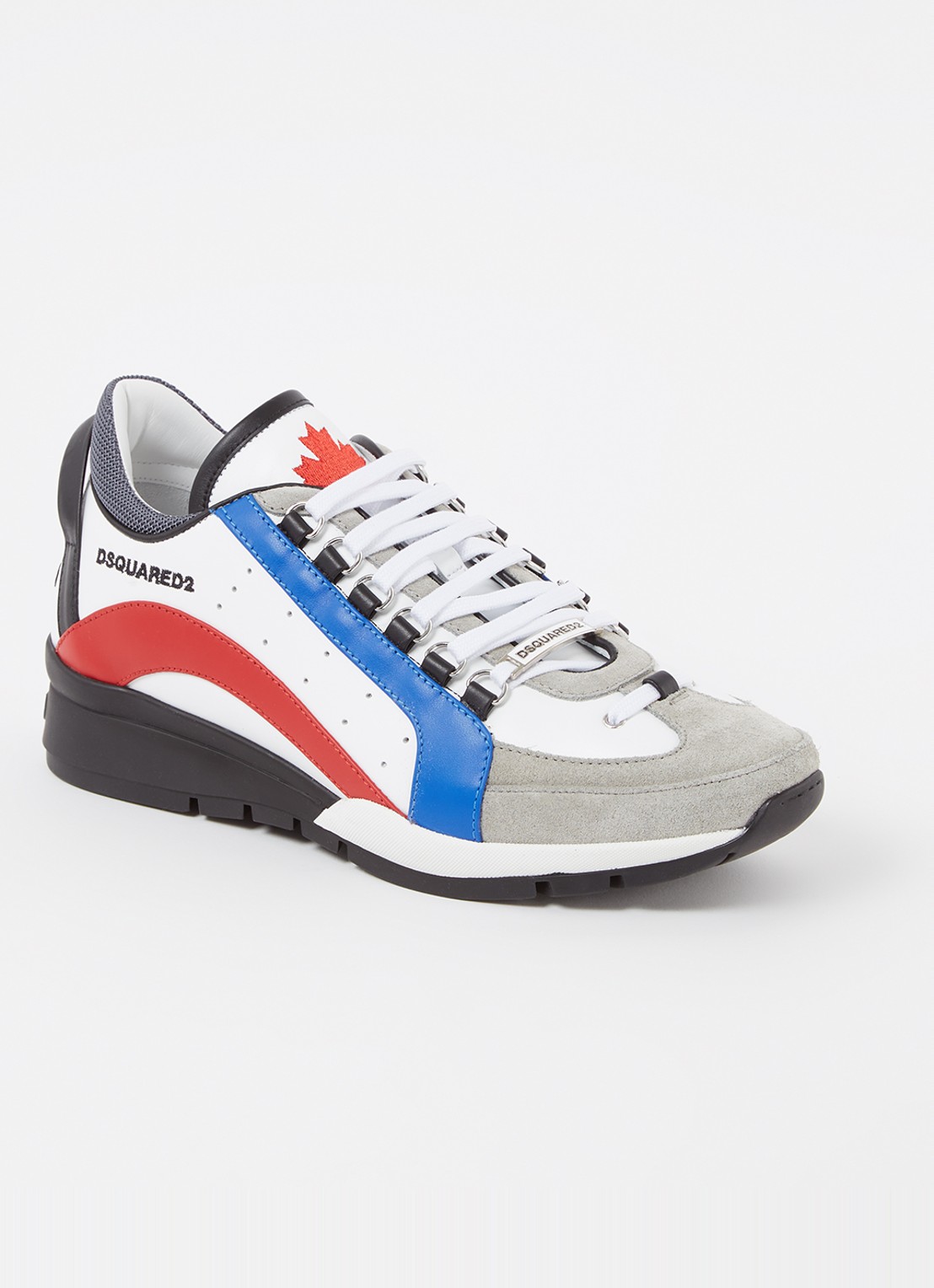 Dsquared2 Legendary sneaker van kalfsleer met kalfssuède details - voorkant 6 wit