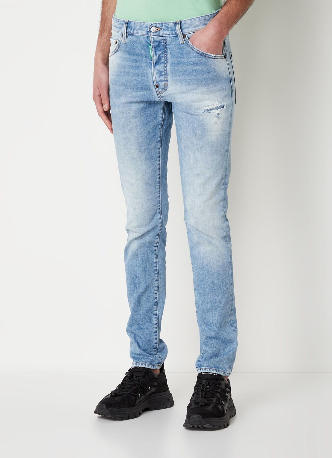 Dsquared2 Olop Cool Guy skinny jeans met lichte wassing - detail indigo
