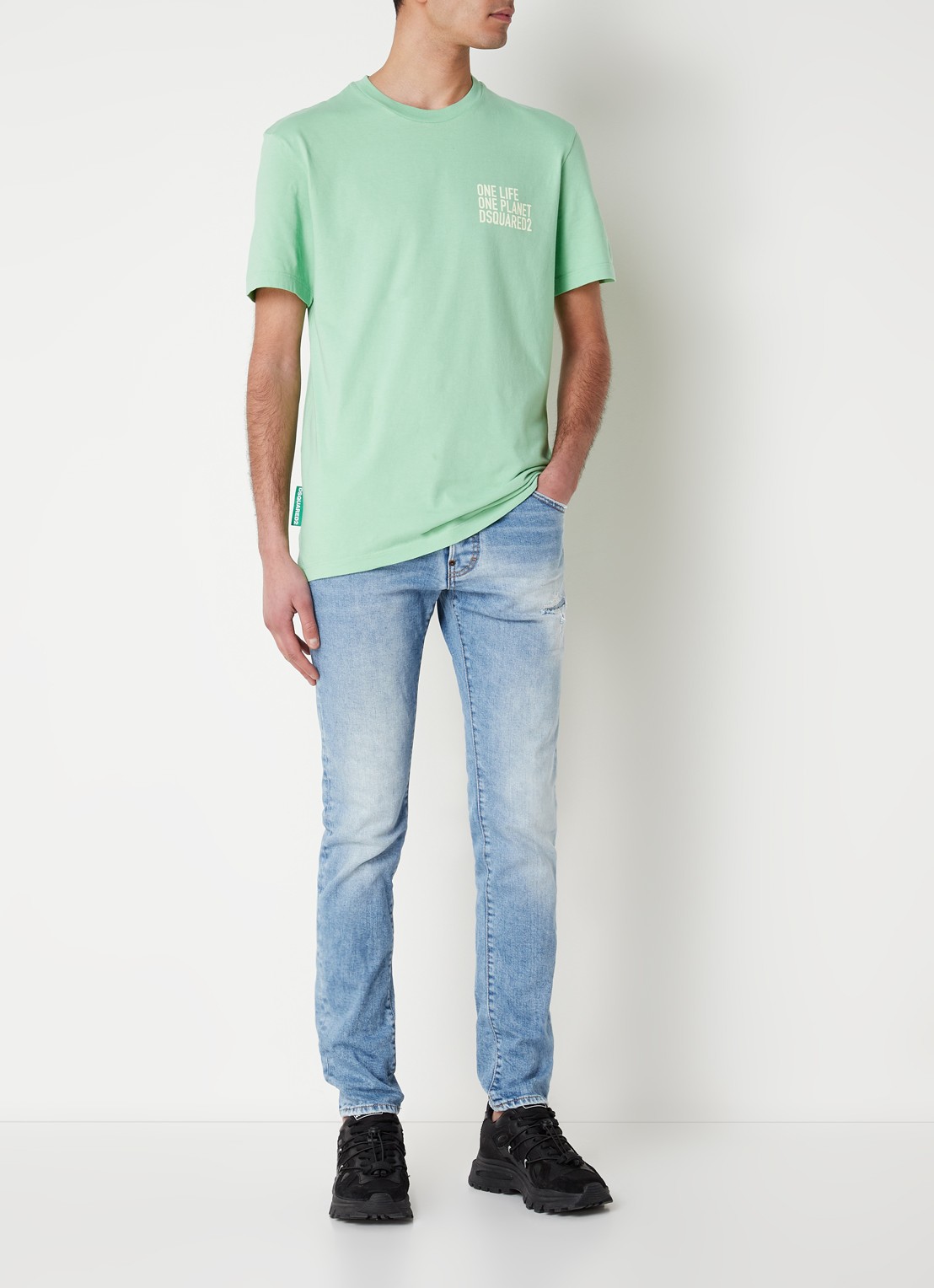 Dsquared2 Olop Cool Guy skinny jeans met lichte wassing - voorkant 6 indigo