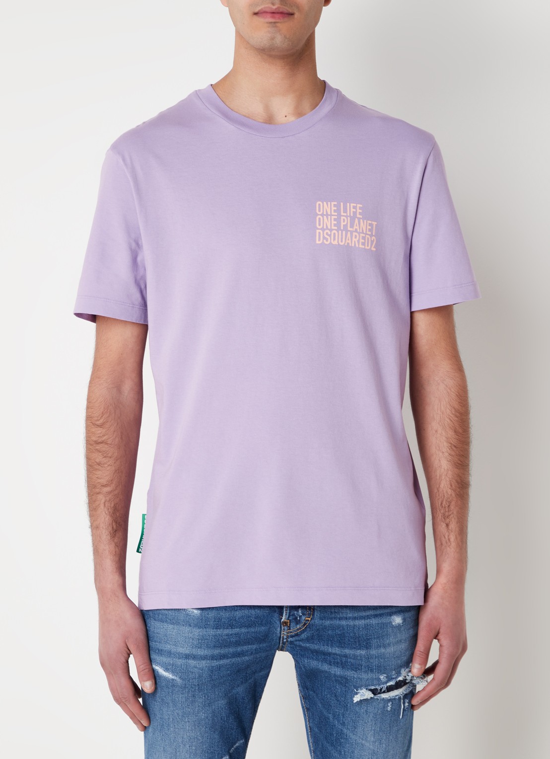 Dsquared2 Olop T-shirt met logoprint - detail lichtpaars