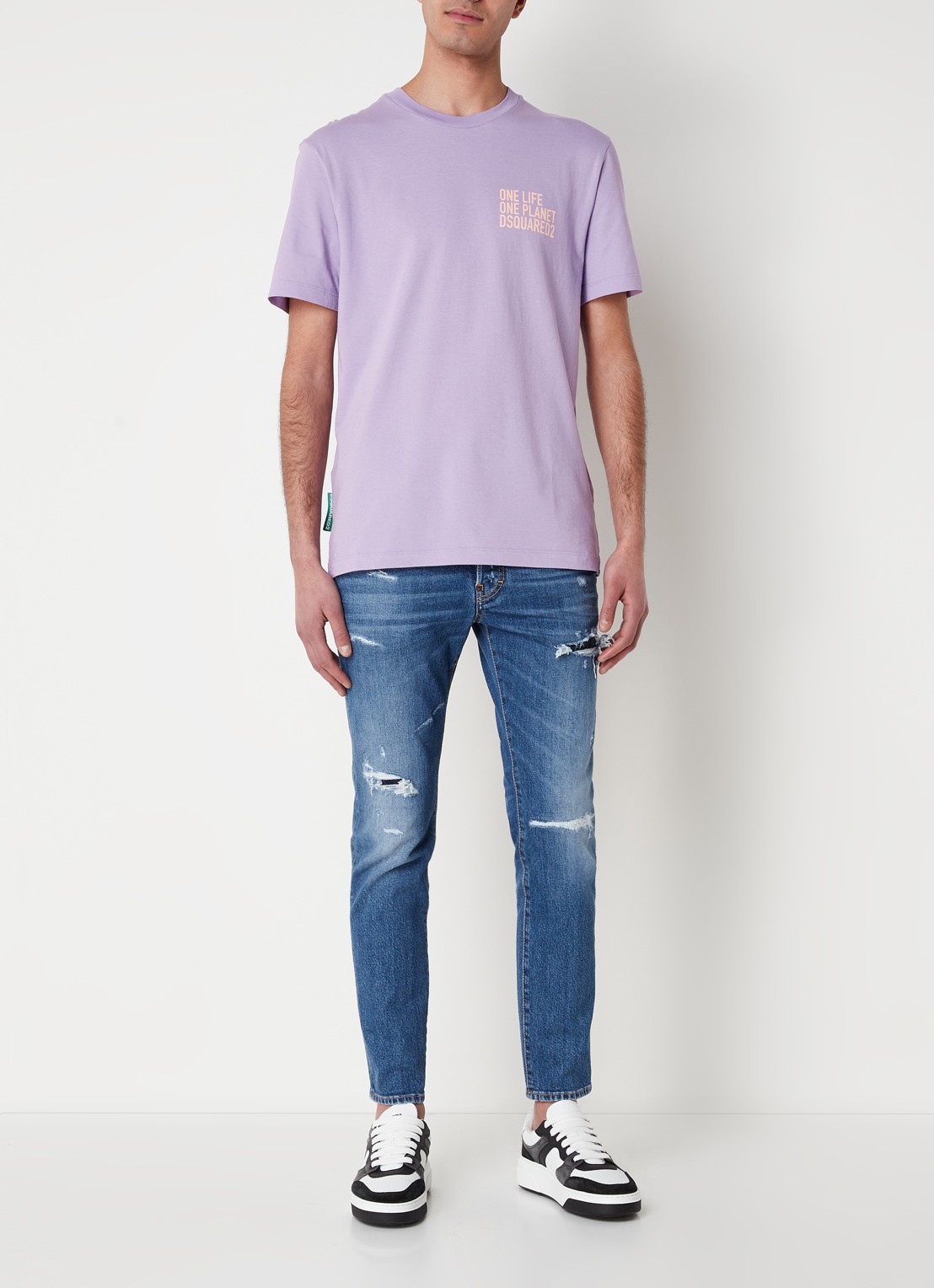 Dsquared2 Olop T-shirt met logoprint - voorkant 5 lichtpaars