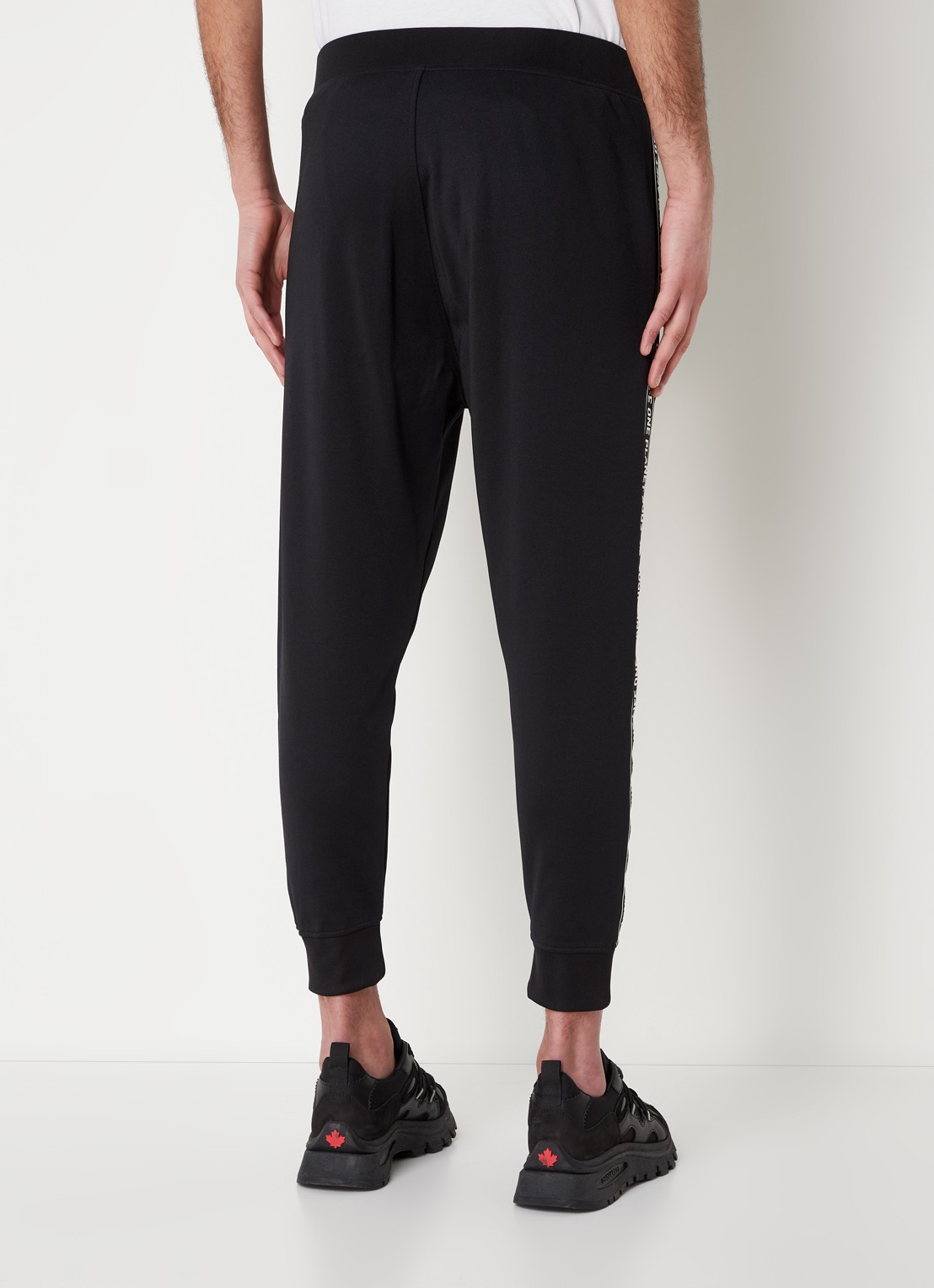 Dsquared2 Olop tapered fit joggingbroek met logotape  - achterkant 4 zwart