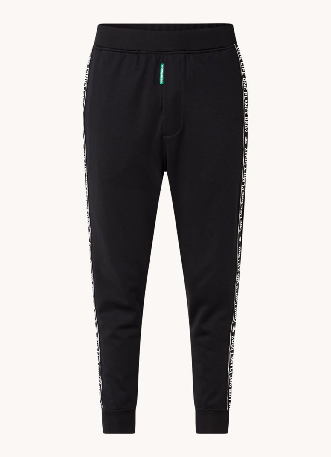 Dsquared2 Olop tapered fit joggingbroek met logotape  - voorkant 5 zwart