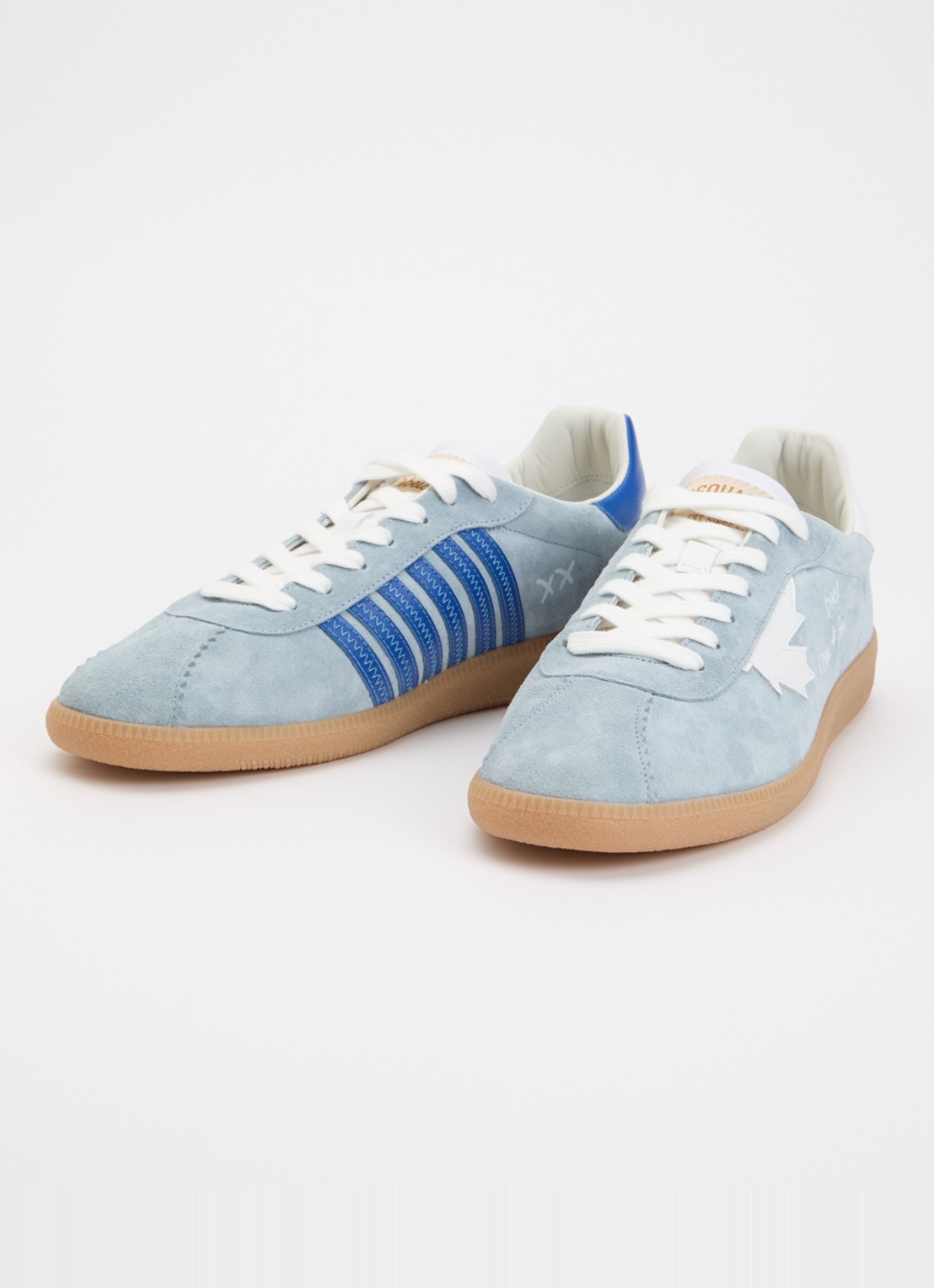 Dsquared2 Rebels sneaker van suède met kalfsleren details - detail 3 lichtblauw