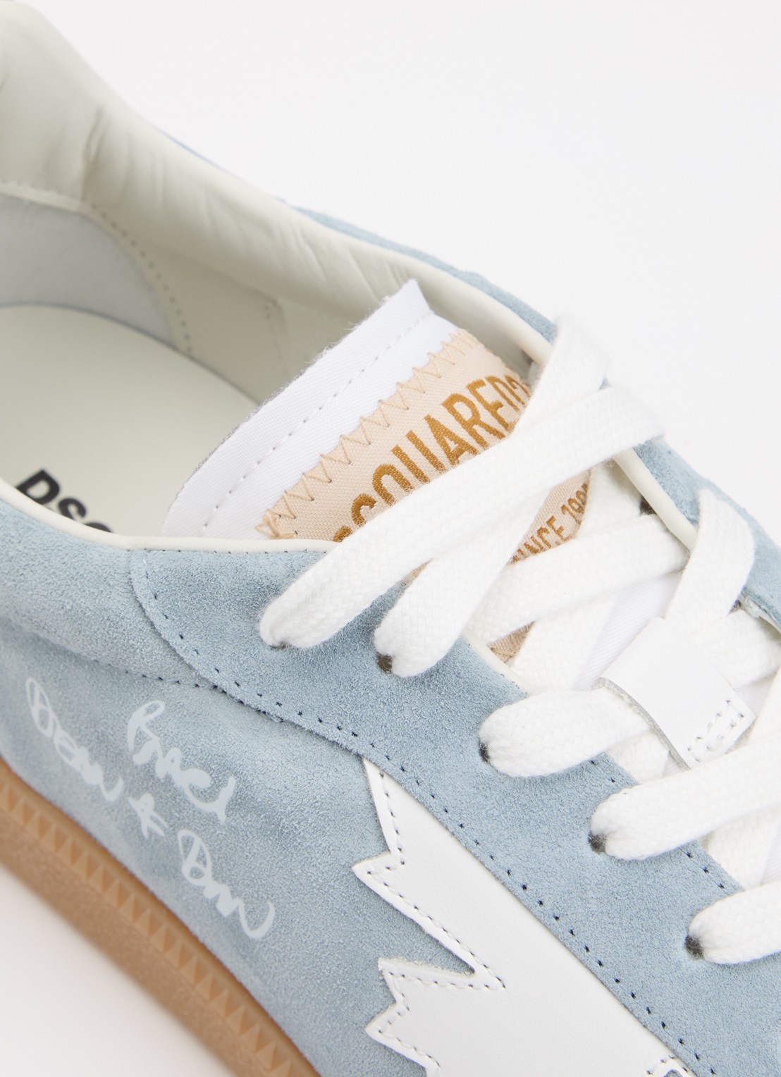 Dsquared2 Rebels sneaker van suède met kalfsleren details - detail 6 lichtblauw