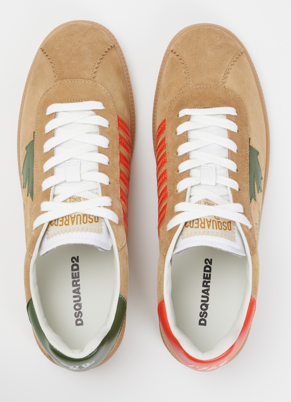 Dsquared2 Rebels sneaker van suède met kalfsleren details - detail 2 camel