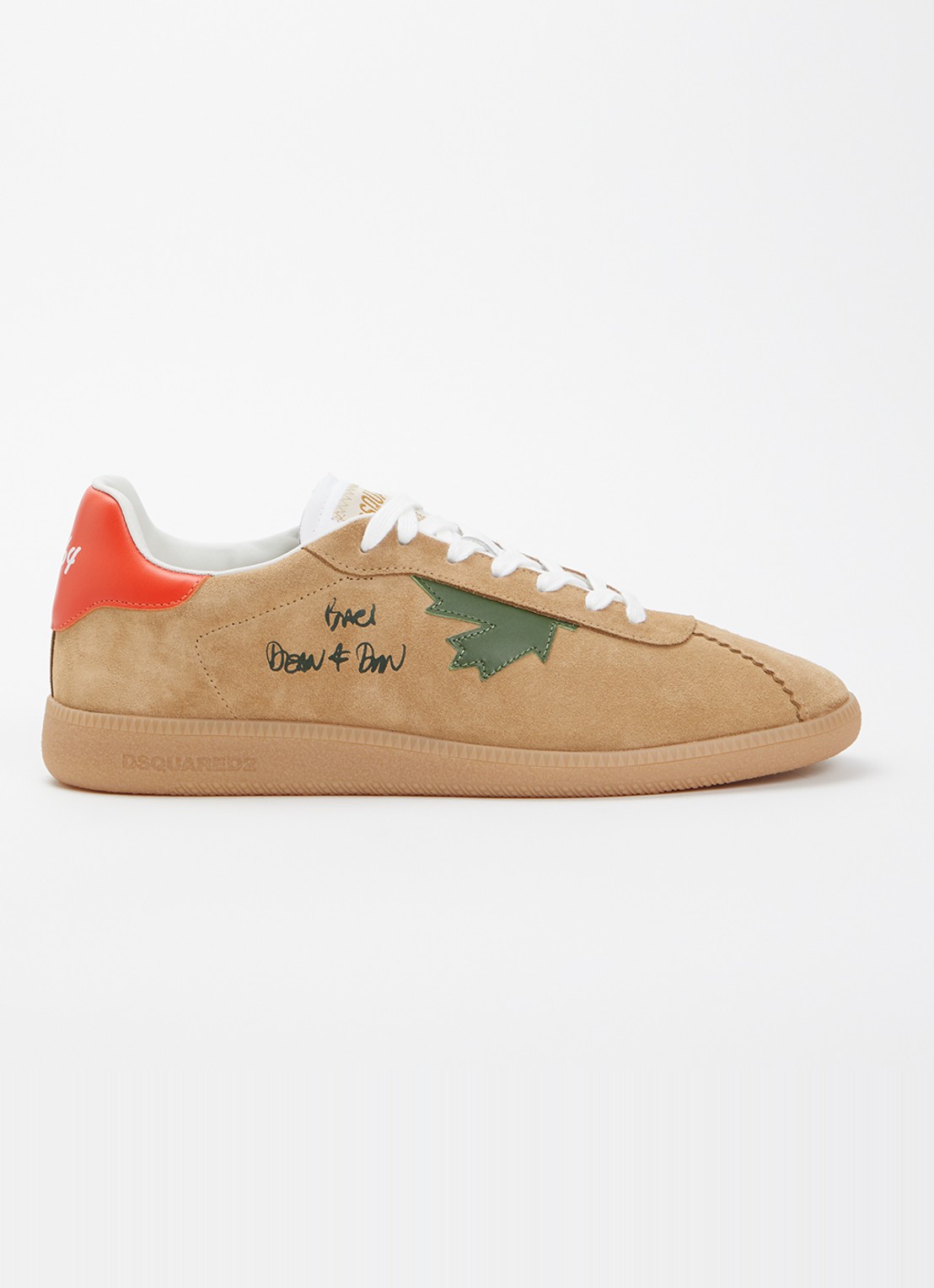 Dsquared2 Rebels sneaker van suède met kalfsleren details - voorkant 6 camel