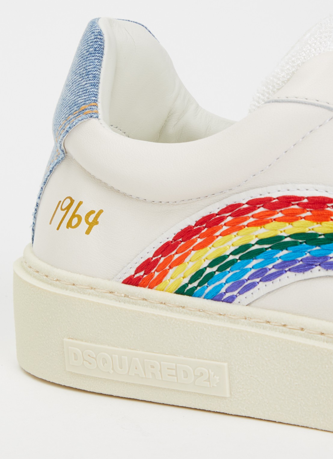 Dsquared2 Rider Rainbow sneaker van geitenleer met suède details - detail 6 wit