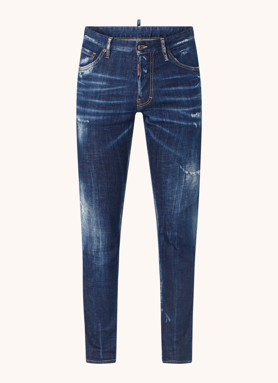 Dsquared2 Slim fit jeans met destroyed afwerking  - voorkant 5 indigo