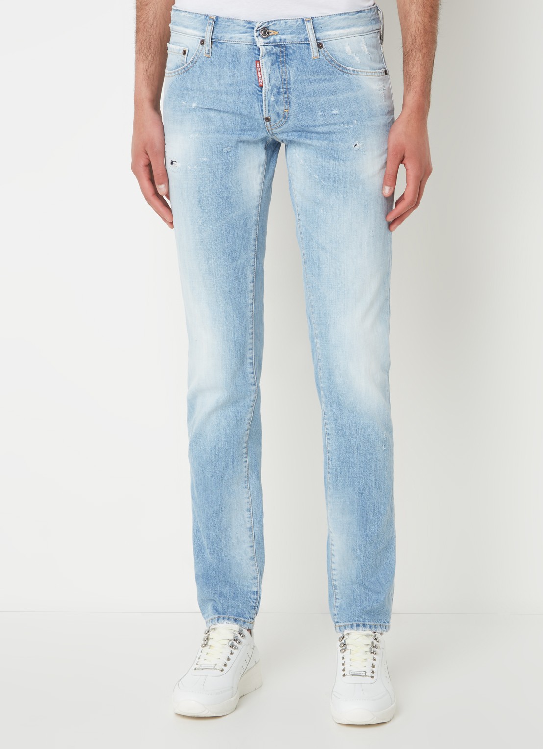 Dsquared2 Slim fit jeans met destroyed details en verwassen afwerking - detail 2 indigo