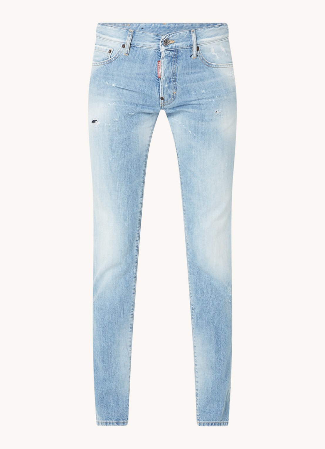 Dsquared2 Slim fit jeans met destroyed details en verwassen afwerking - voorkant 5 indigo