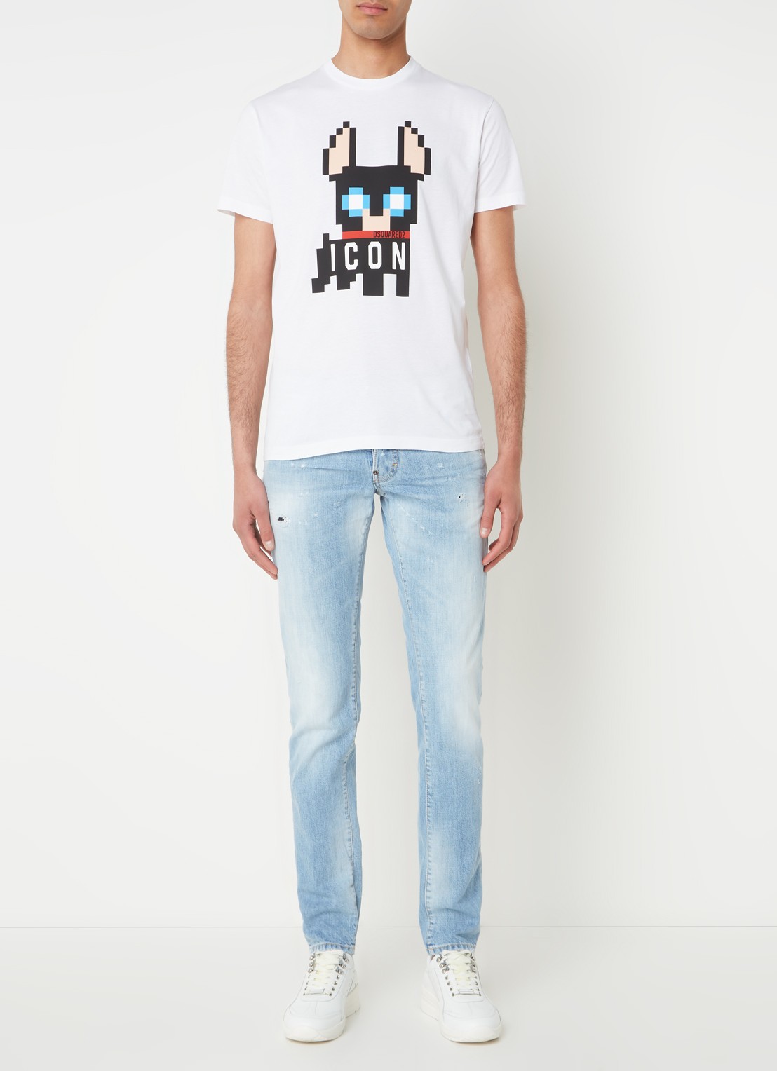 Dsquared2 Slim fit jeans met destroyed details en verwassen afwerking - voorkant 6 indigo