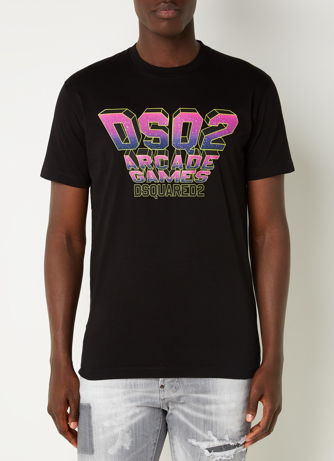 Dsquared2 T-shirt met logoprint  - detail 2 zwart