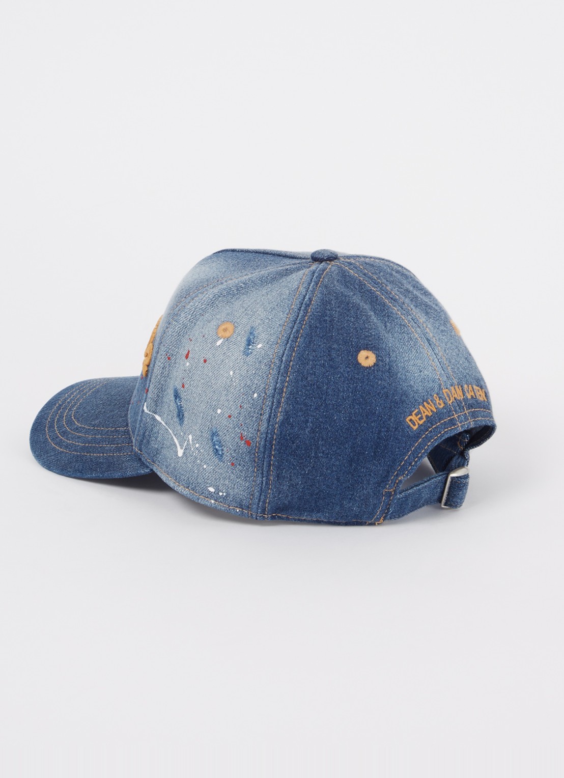 Dsquared2 Thrift Shop Gamer pet van denim met ripped details - detail indigo