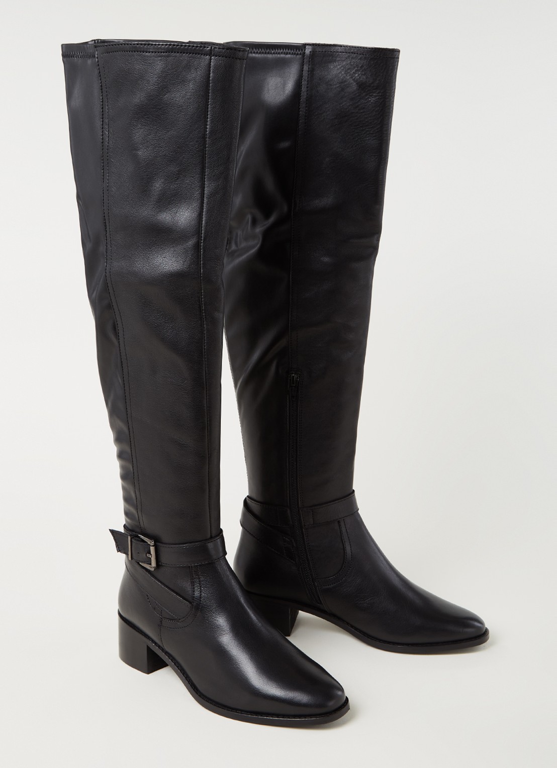 Dune London 484 Tesley overknee laars van leer - detail 3 zwart
