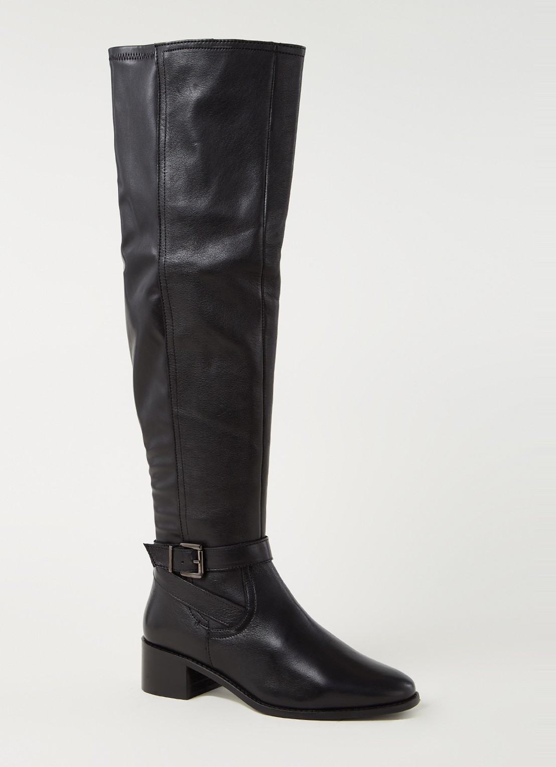 Dune London 484 Tesley overknee laars van leer - voorkant zwart