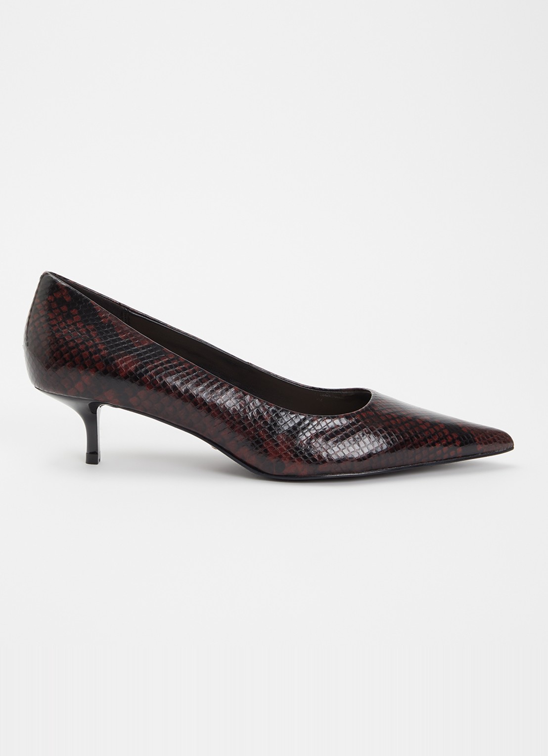 Dune London Amira pump met slangenprint - voorkant 4 roodbruin