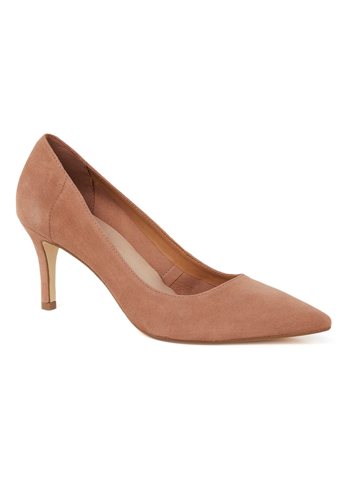Dune London Andina pump van suède  - voorkant camel