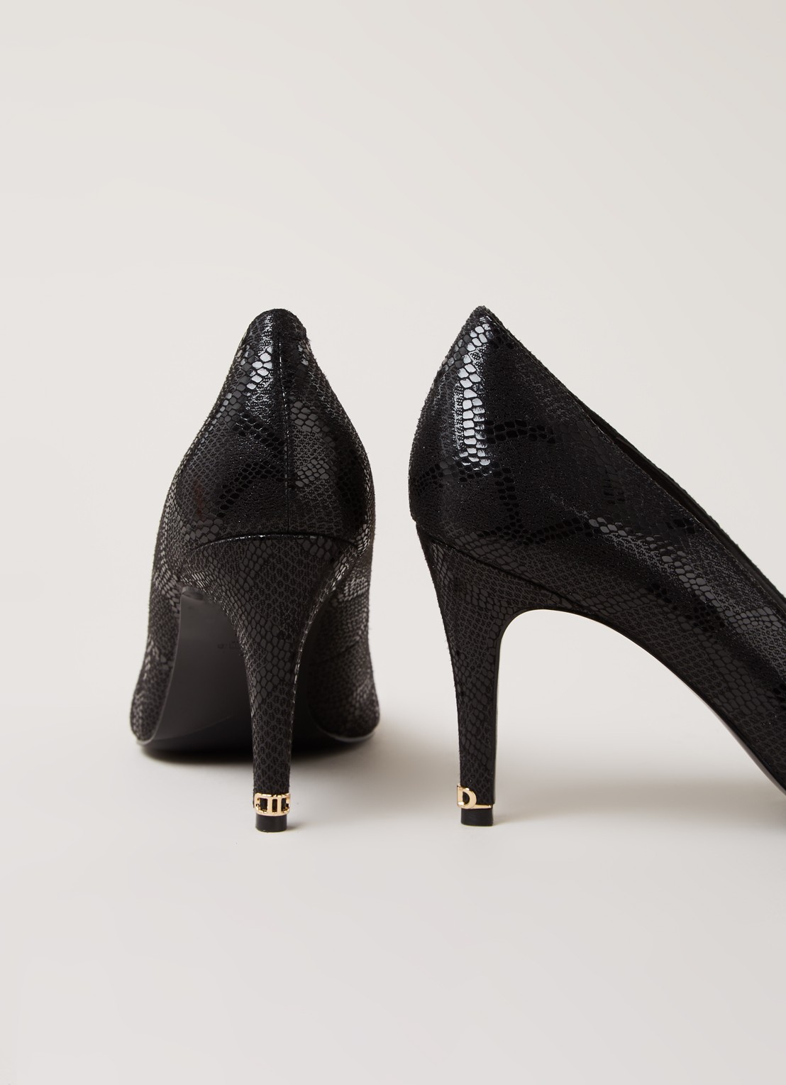 Dune London Anna pump met slangenstructuur - detail 3 zwart