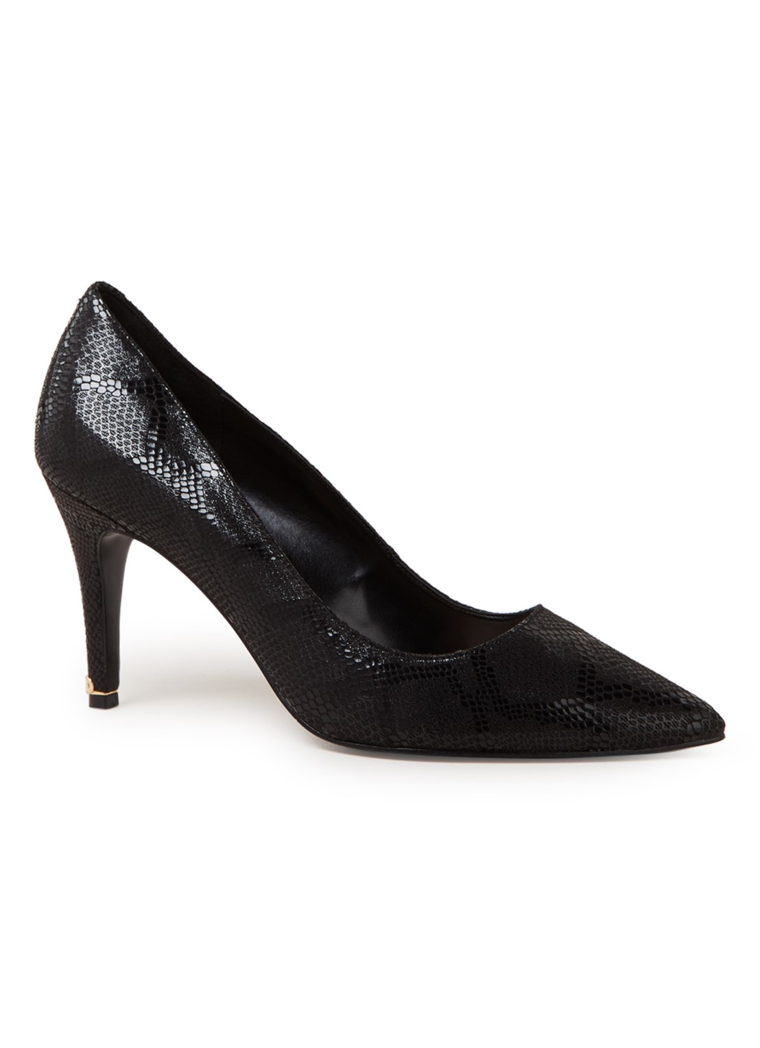 Dune London Anna pump met slangenstructuur - voorkant zwart
