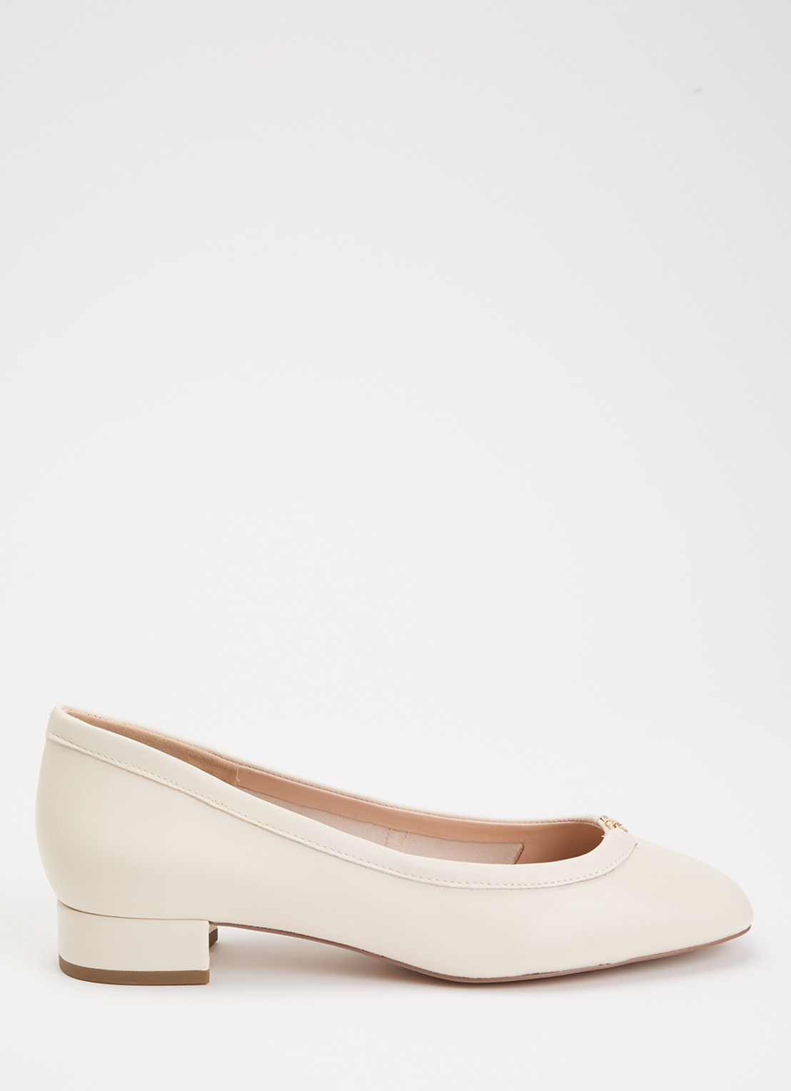 Dune London Approve ballerina met logo  - voorkant 4 creme