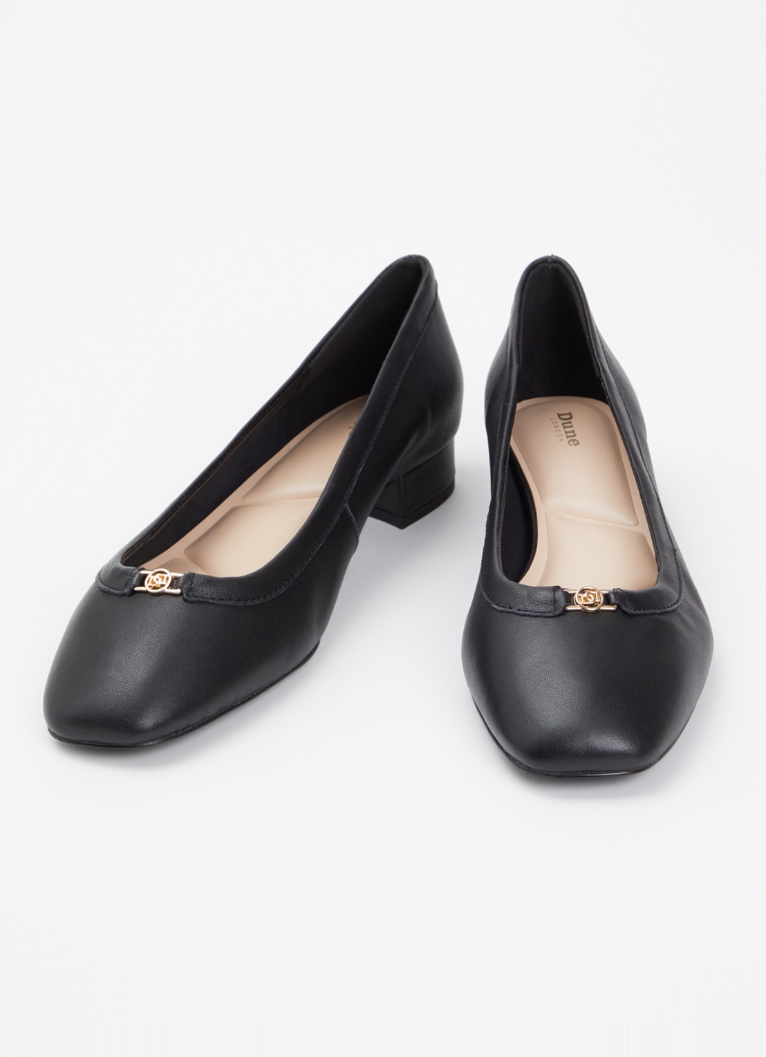 Dune London Approve ballerina met logo  - detail zwart