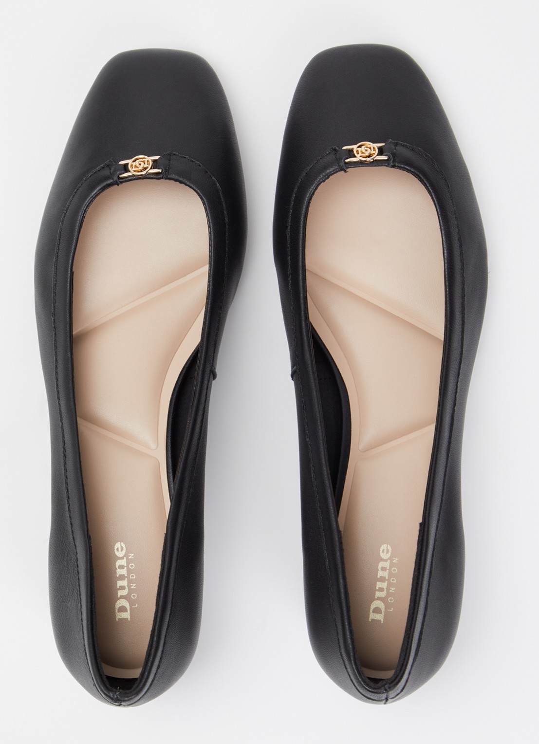 Dune London Approve ballerina met logo  - detail 2 zwart