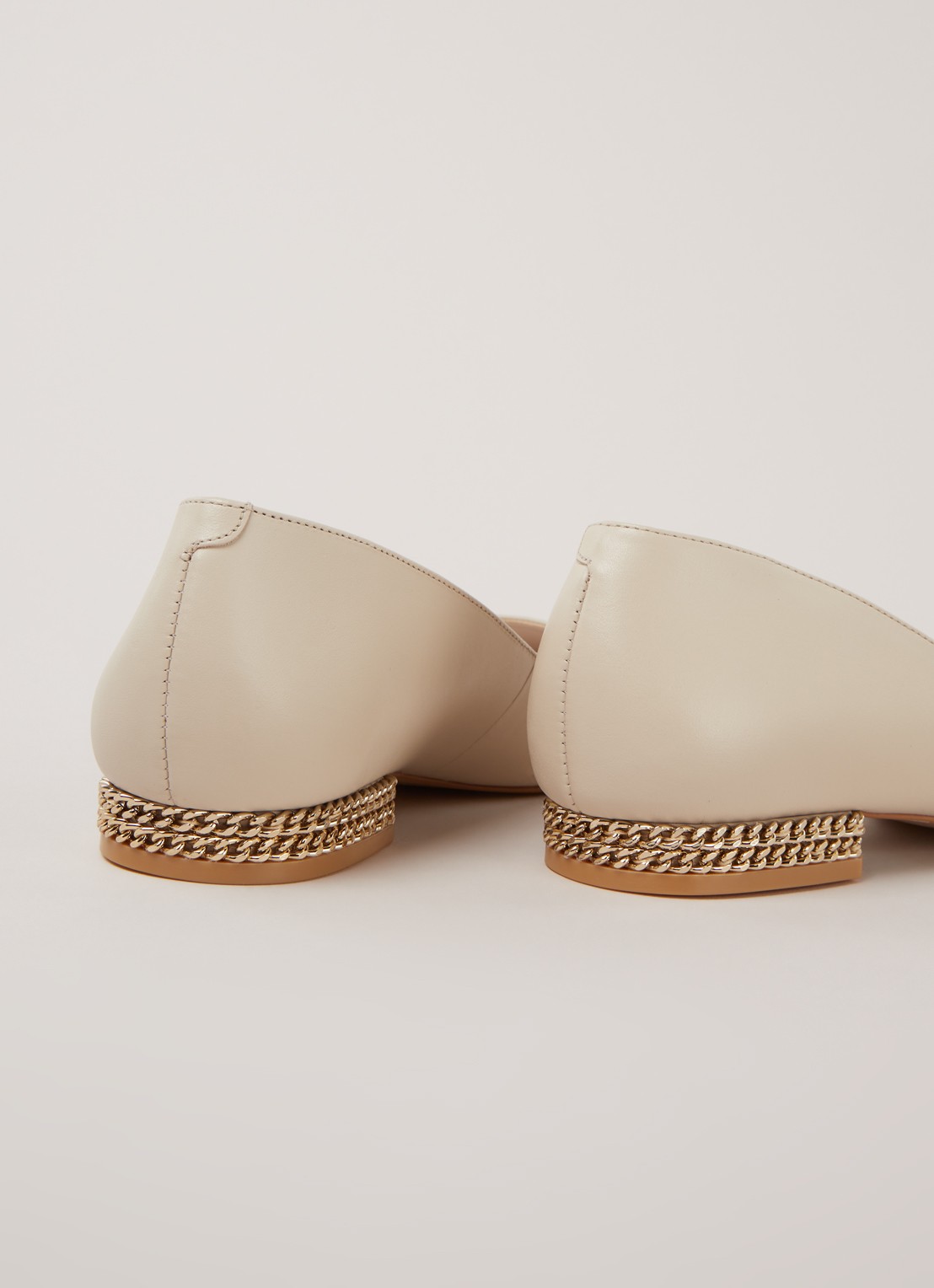 Dune London Ariya ballerina van leer met kettingdetail - detail 2 beige