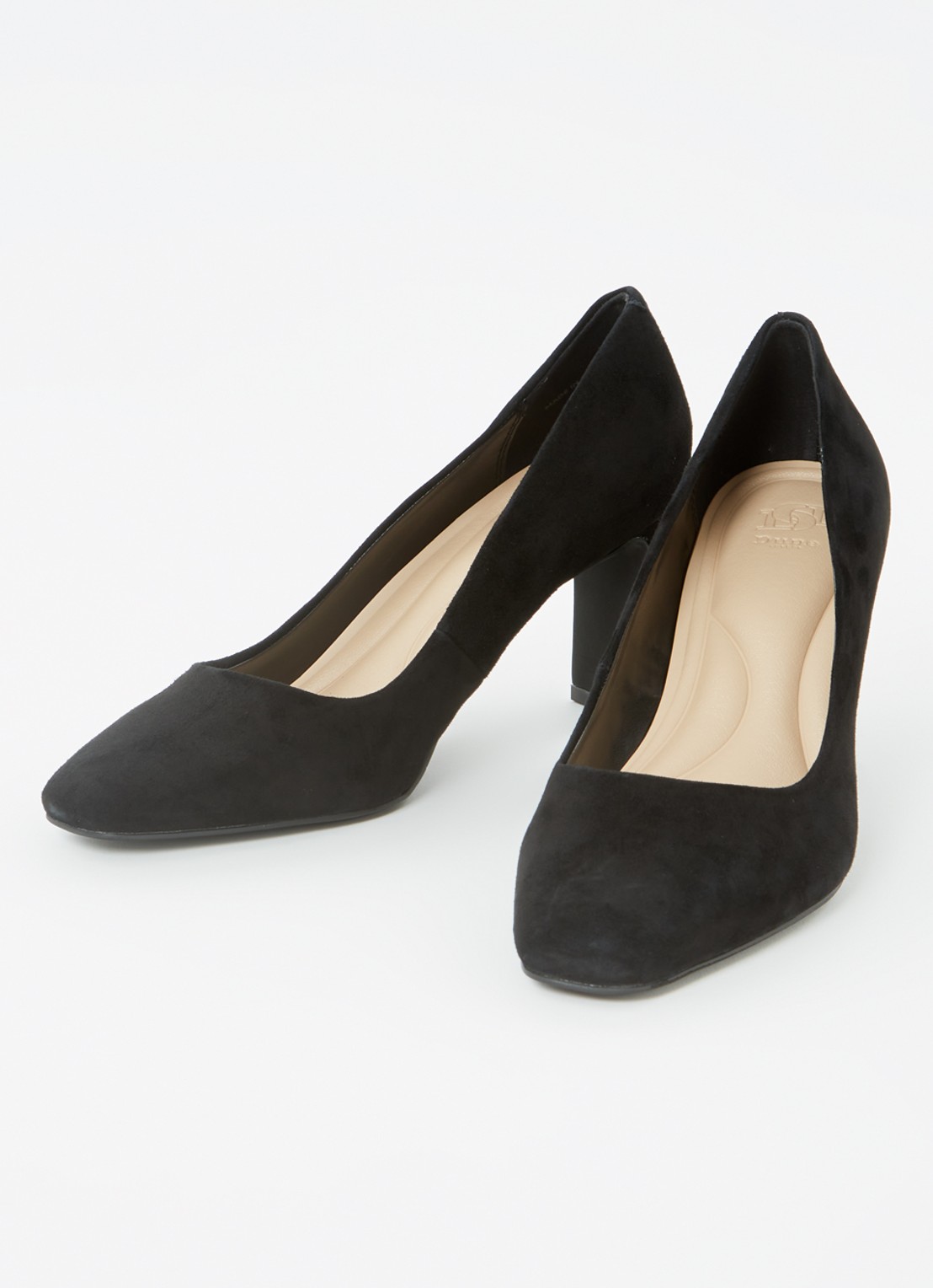 Dune London Arriving pump van leer - detail diepzwart
