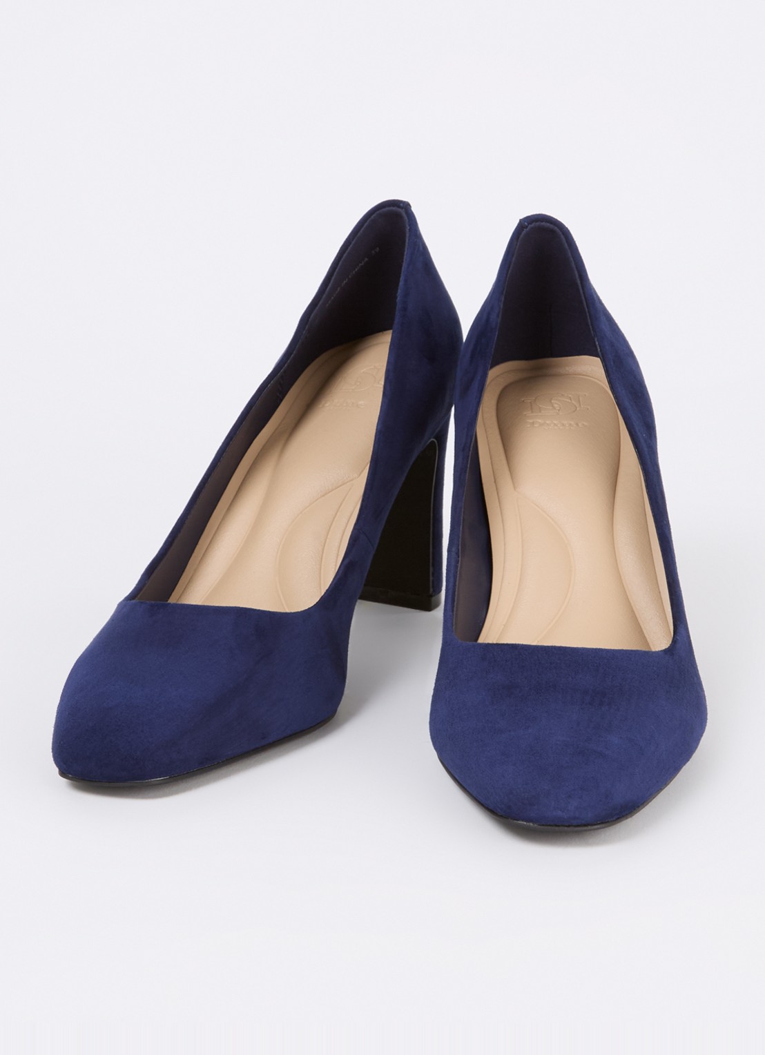 Dune London Arriving pump van suède - detail 3 donkerblauw